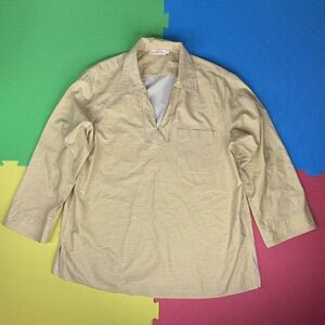 Tory Burch Cotton Striped Tunic Womens Size Large Blouse Shirt Top